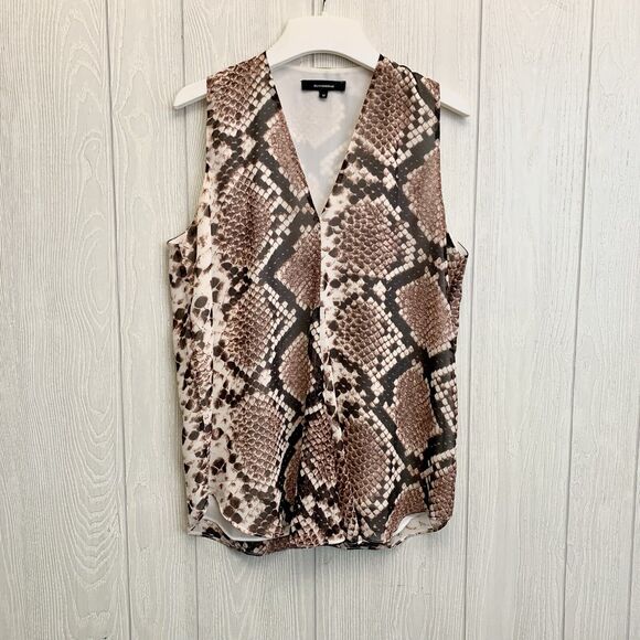 Olivaceous Snake Print V-Neck Sleeveless Blouse Medium - Picture 1 of 4